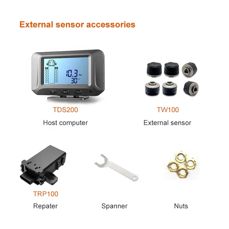 Integrated Alarm System Monitoring Pressure&Temperature  Bus Truck TPMS External tpms Sensors 12V1 For 2 to 26 Wheels