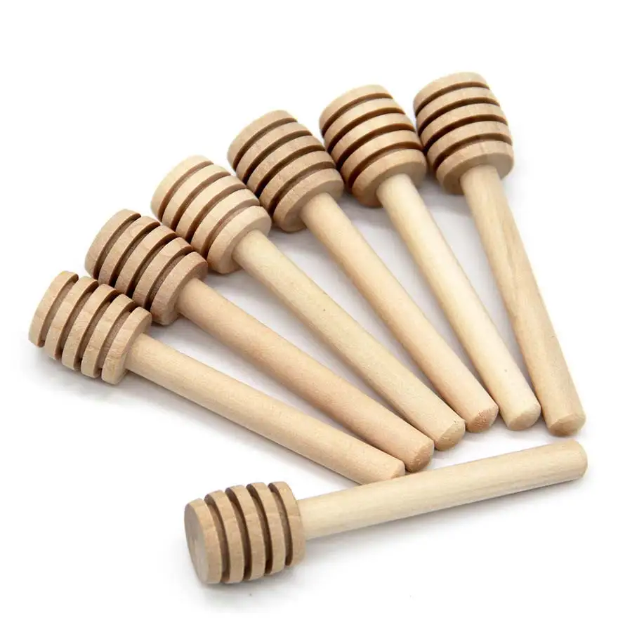 Wooden Honey Mixing Stirrer Wooden Long-handled Spoon Wood Honey Comb Stick Honey Spoon For Wedding Party