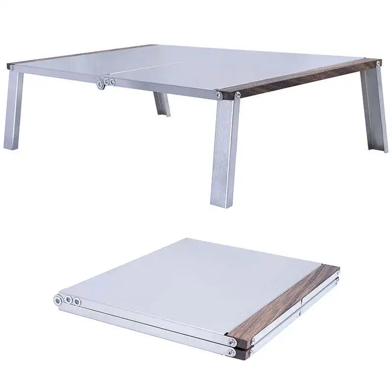 Portable Small Rectangle Folding Table Japanese Tent Lying On The Ground Beech Edge Stainless Steel Outdoor Picnic table