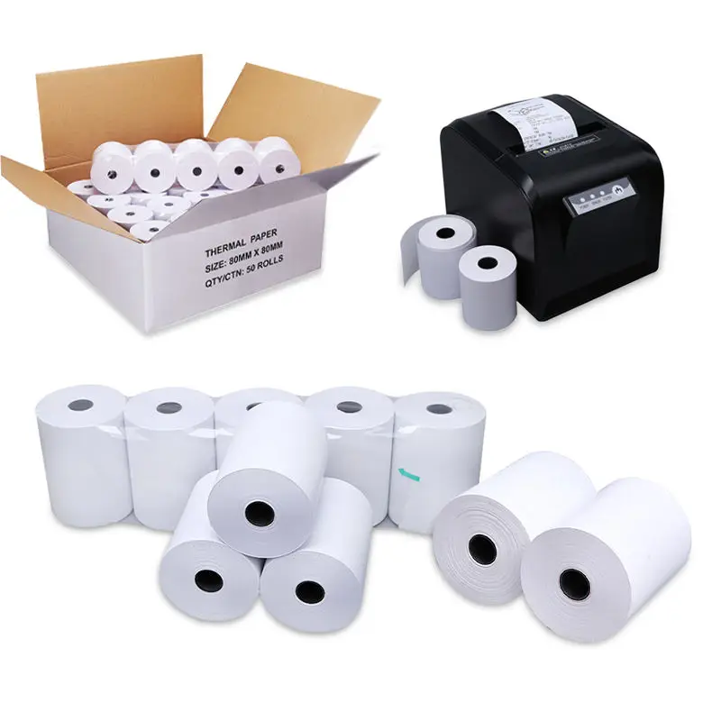 57x40mm/Customized Size Thermal Paper Rolls White Cash Register POS Receipt Paper (50 Rolls) thermal tape