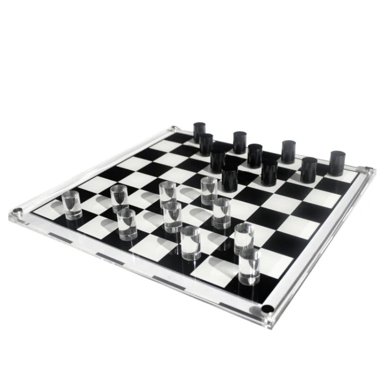 Backgammon Chess Set for Adults and Kids International Chess 3D Lucite Acrylic Luxury  Chess Game Board Set Tic Tac Toe Pieces
