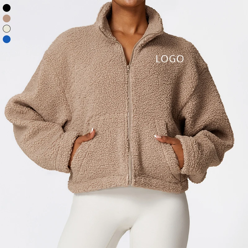 XW-CWT8523 Winter New Best-Selling Polyester Zipper Warm Lambswool Fitness Sports Thickened Versatile Jacket