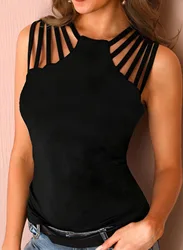 New Style High Temperature Setting Craft Crew Neck Collar Women Sleeveless Crop Tank Top