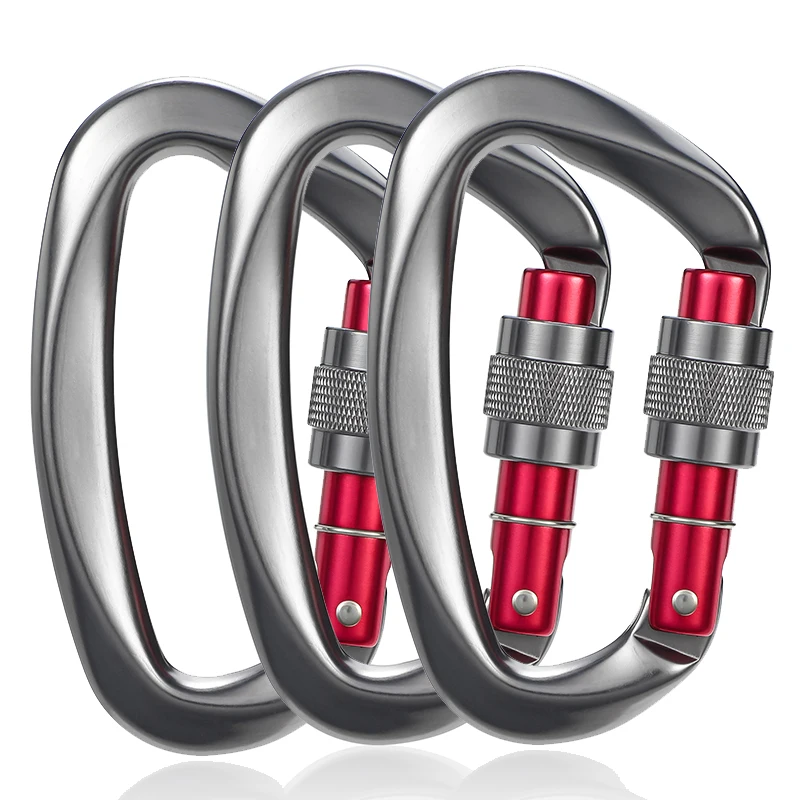 JRSGS Carabiner Clips Aluminium Snap Hook 25KN Ultra-Light Screw gate Lock Climbing Customized the LOGO Manufacturer S7104B