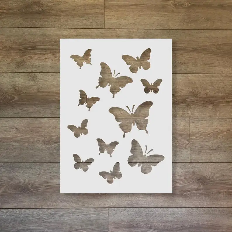 Butterflies Reusable Plastic Stencil for cake and baking or coffee