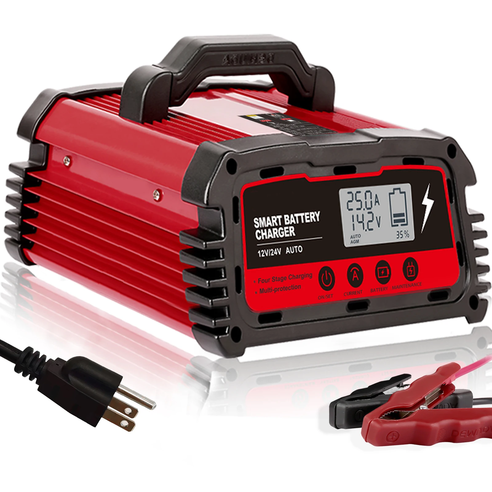 12v 24v car battery charger automatic 110v 220v 15Ah-250Ah smart portable lead-acid battery charger