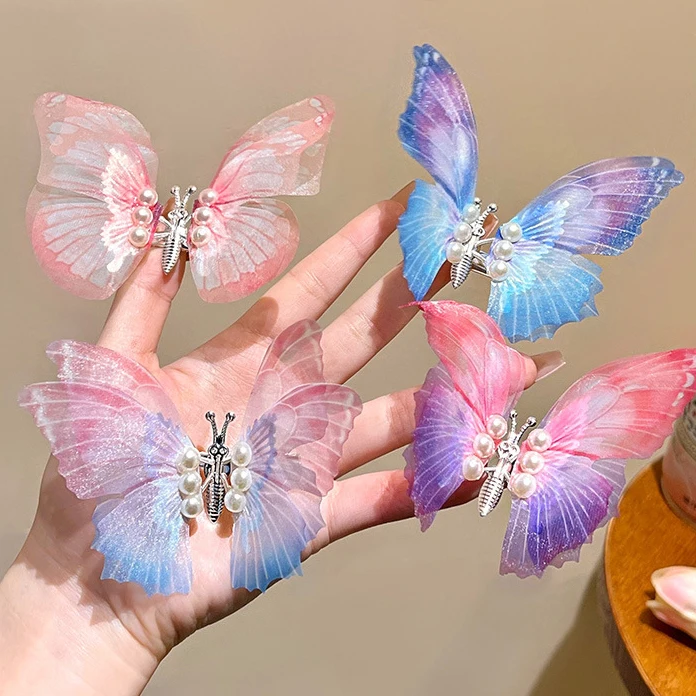 MIO wings moving butterfly hair clips imitation butterfly hairpins pearls hair clip lady girls decoration korean