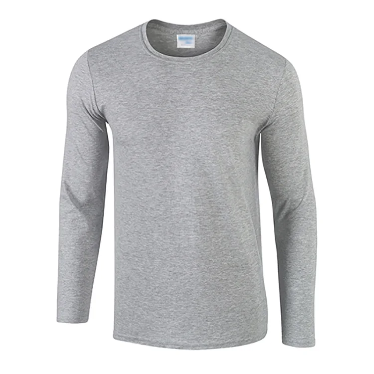 2021 Custom Logo Vintage Casual Blank Round Neck Long Sleeve Men Cotton T Shirts