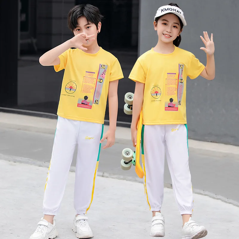 Children Short Sleeve Pants Casual Sportswear Boys and Girls Cartoon Printed Two-piece Set