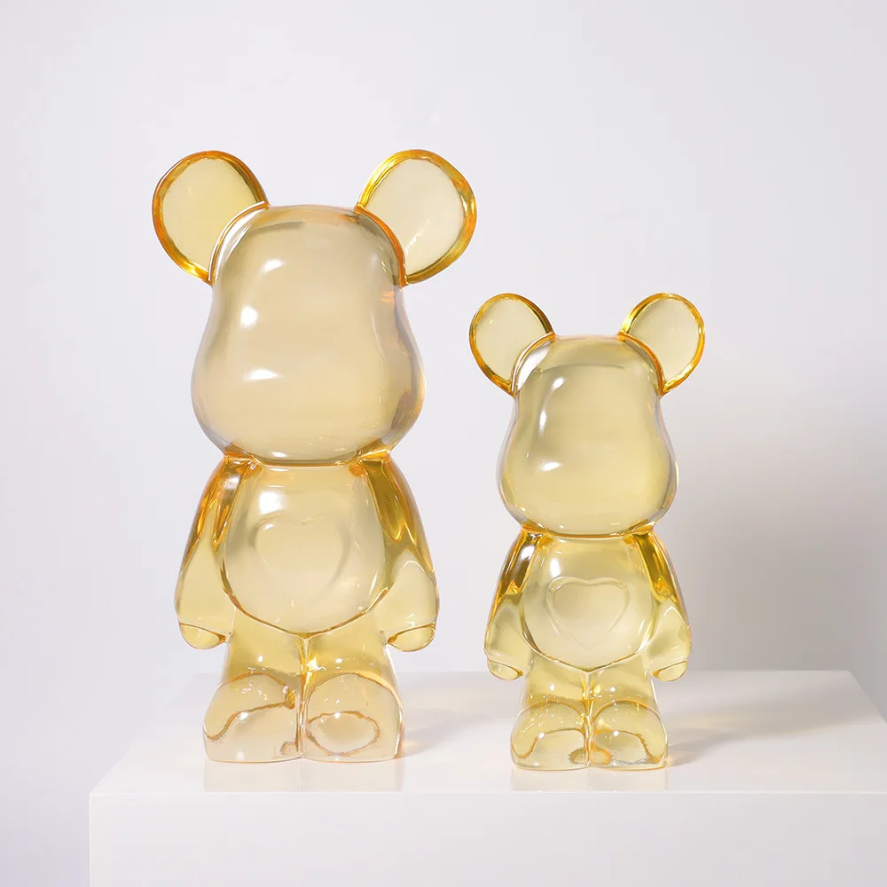 Small Transparent Violent Bear Statue Pair Creative Birthday Gift Multi Color Resin Sculpture