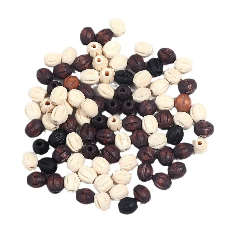 diy Ornament accessories factory direct supply Multicolor watermelon wooden bead Oval carved watermelon beads Hemu bead bracelet