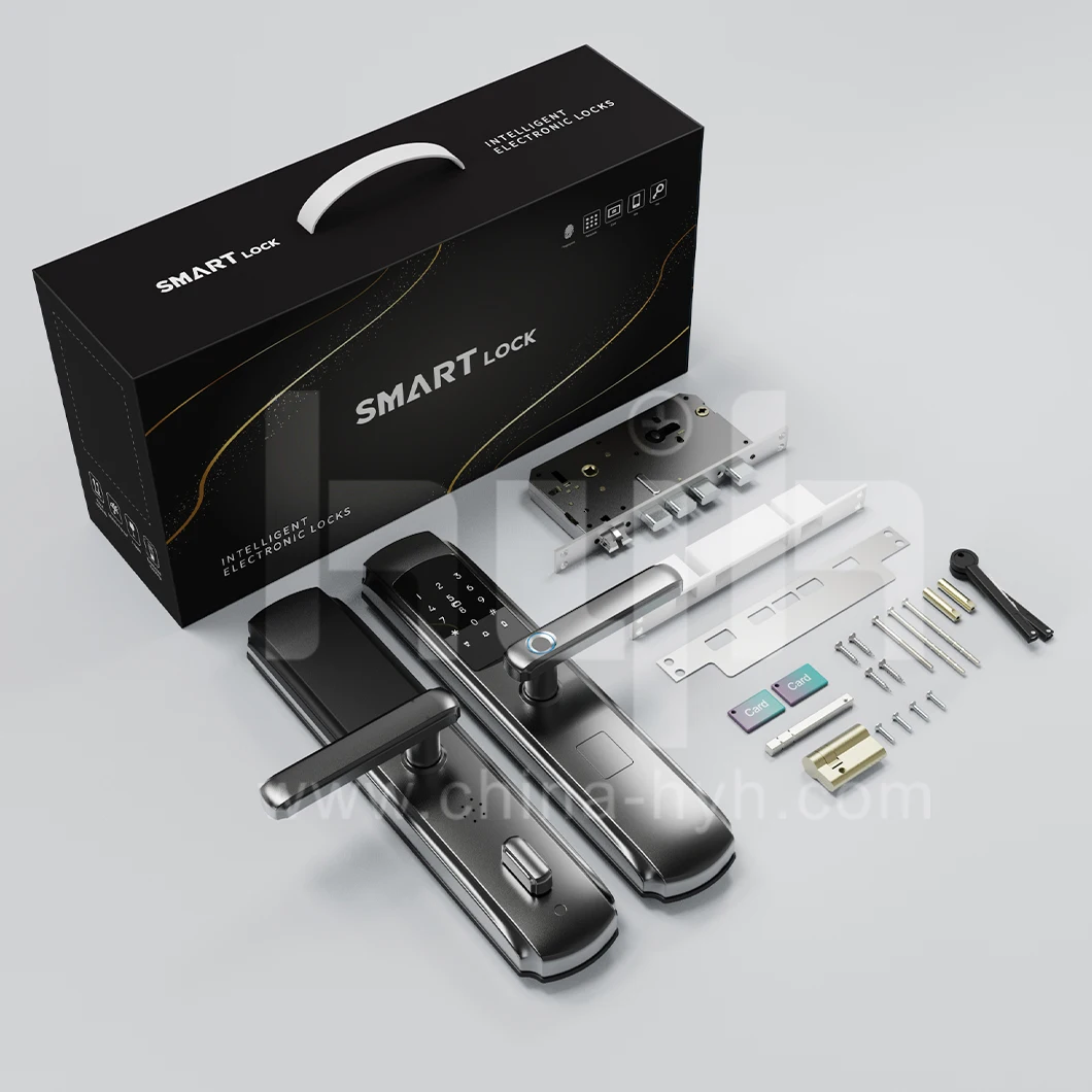 hyh Smart Lock Fingerprint Access Passcode Card Door Lock TTLock Control  for Security Aluminum Door