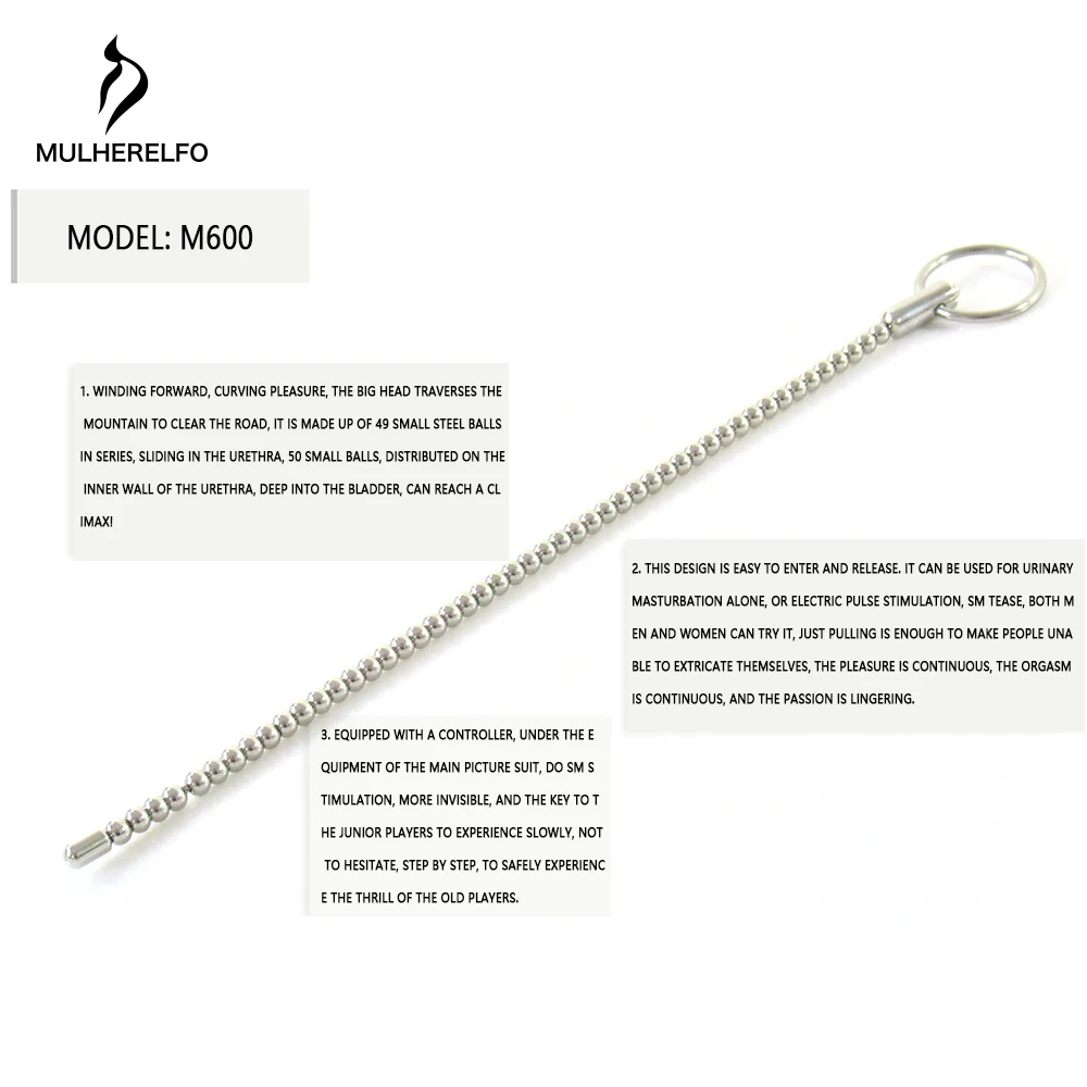 MULHERELFO Electric shock pulse stainless steel urethral stimulation Anal plug Silicone Scrotum Stimulation
