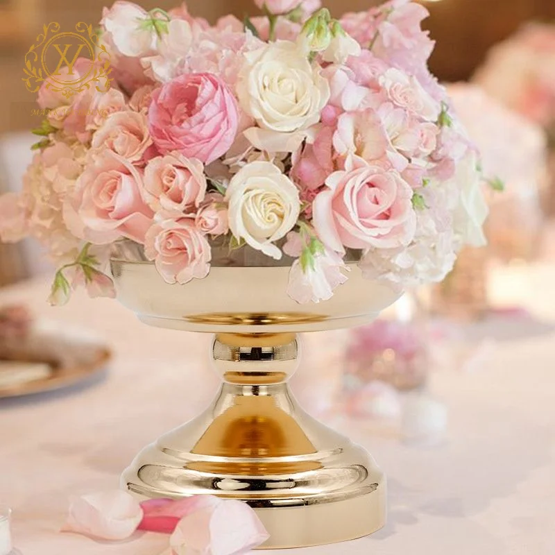 Decorative Tabletop Flower Stand Gold Fruit Bowl With Stand Small Gold Metal Wedding Centerpieces Vases Home Decoration