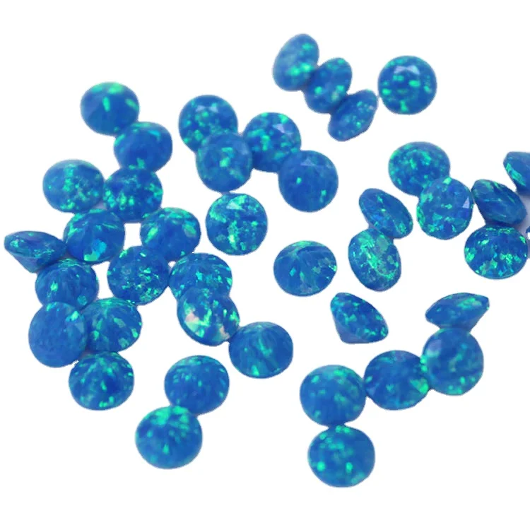 Synthetic Round Brilliant Cut Blue Color Synthetic Opal