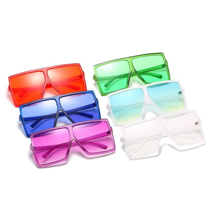 2023 New Fashionable Hot Selling Candy Colors 2021 Luxury Vintage UV400 Lenses Oversized Simple Frame Square Sunglasses