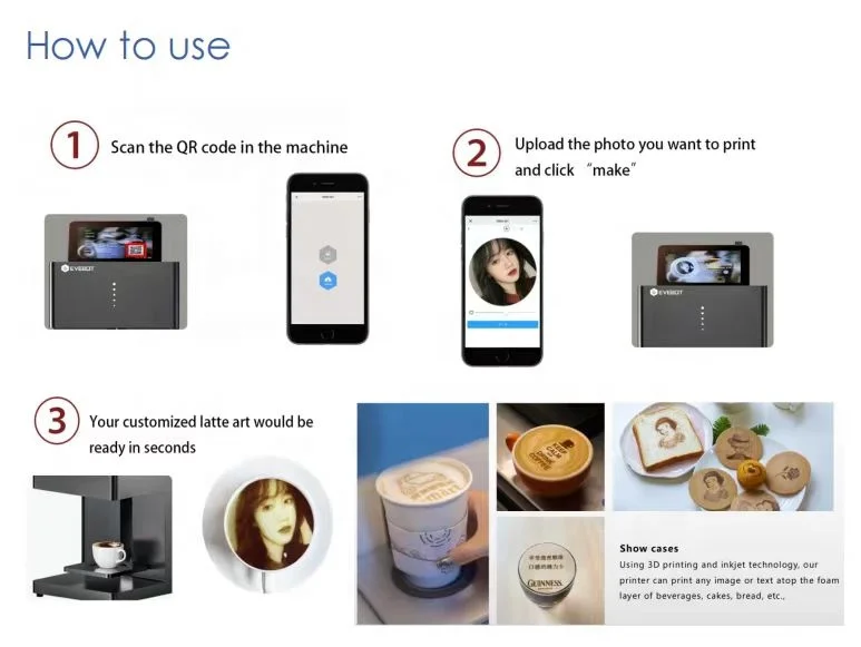 High quality Cake Printing Machine Factory Supply Easy Wifi Support Selfie Photo Latte Art Cake Coffee Printer Machine