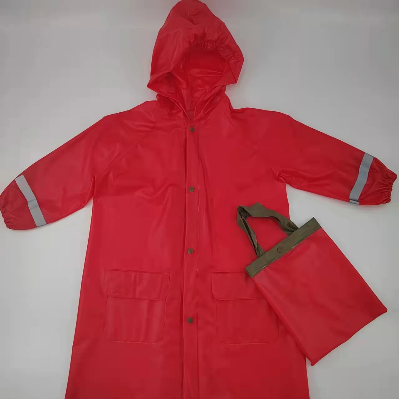 Wholesale high quality reflective strip PVC rain coat for kids waterproof School Outdoor Camping rain coat