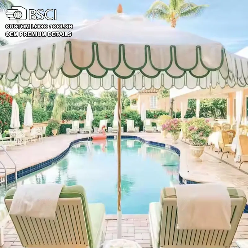 HOT SALE Luxury Outdoor Parasol Wood Pole Patio Chinese Decorative Garden Umbrella for Courtyard Swimming Pool For Living Room
