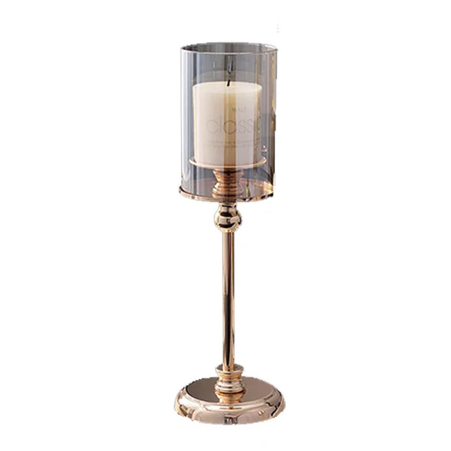 Light Luxury Gold Candle Holders Retro Glass Candlestick For Wedding Home Decor