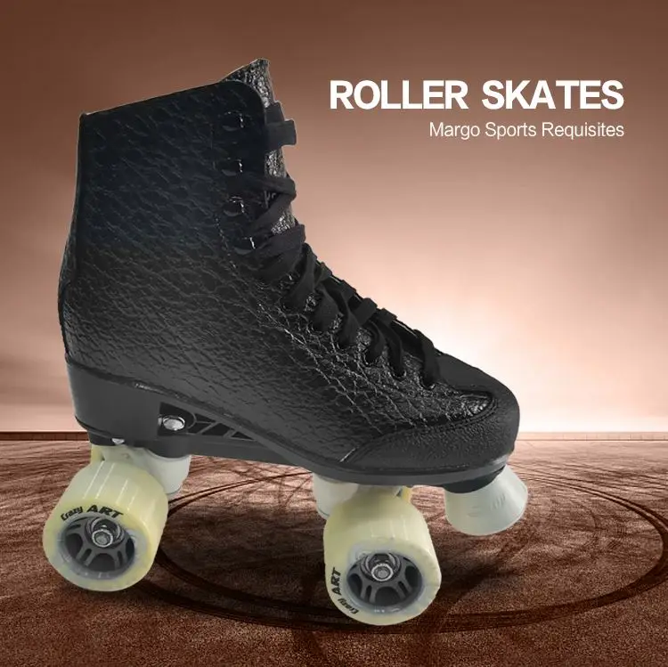 Direct Sale leather quad Pvc Upper Material Double Row Custom Flash Roller Skate