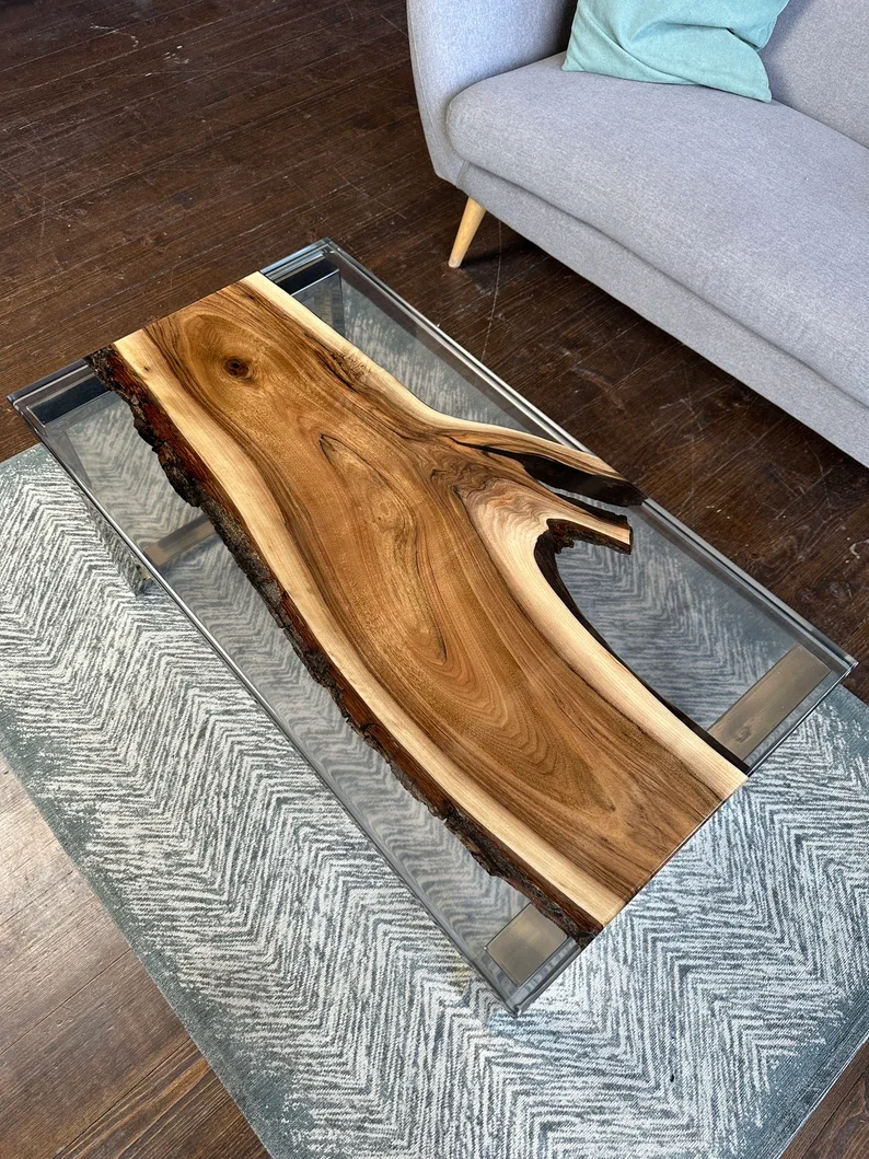 Fashionable Indoor Epoxy Resin Wood Coffee Table Kitchen Hotel Restaurant Cafe Living Room Farmhouse Dining Room Furniture