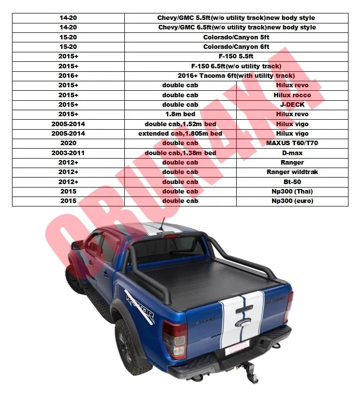 4x4 Accessories HARD 3 TRI FOLD TONNEAU COVER with LED Light for 2010+ double cab vw amarok
