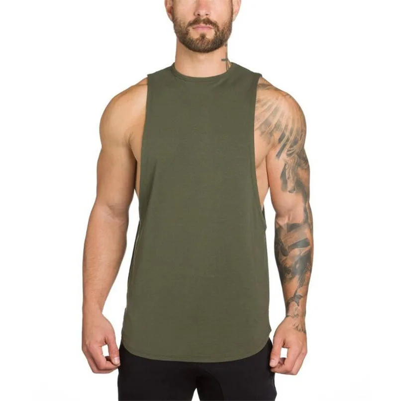 Basic compression cotton fabric tank top sports wear for men