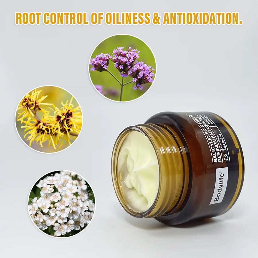 2% Salicylic Acid Facial Refinement Cream Three-Stage Control Smooth Skin Acne Improvement Oiliness Reduction Pore Shrinkage