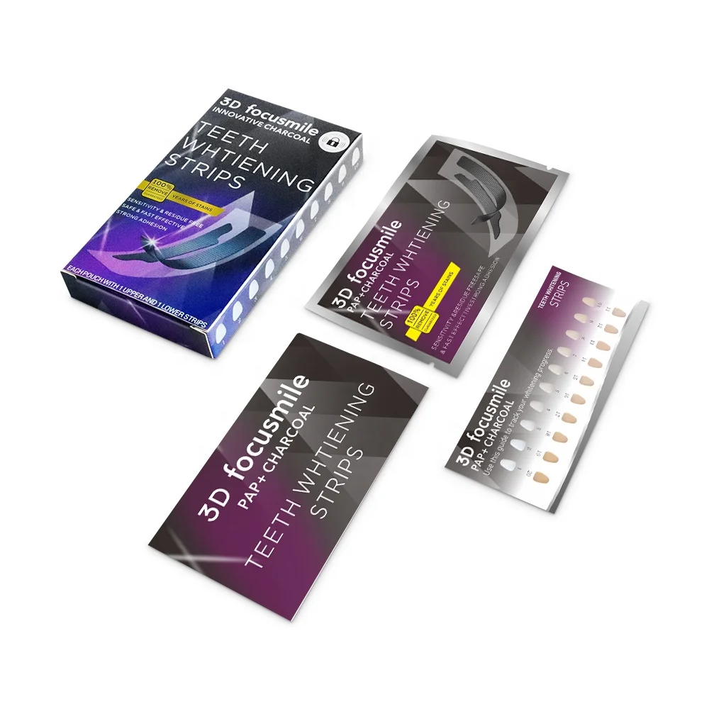 Factory Price  Private Label Focusmile Charcoal Teeth Whitening Strips Professional Whitening Teeth Strips