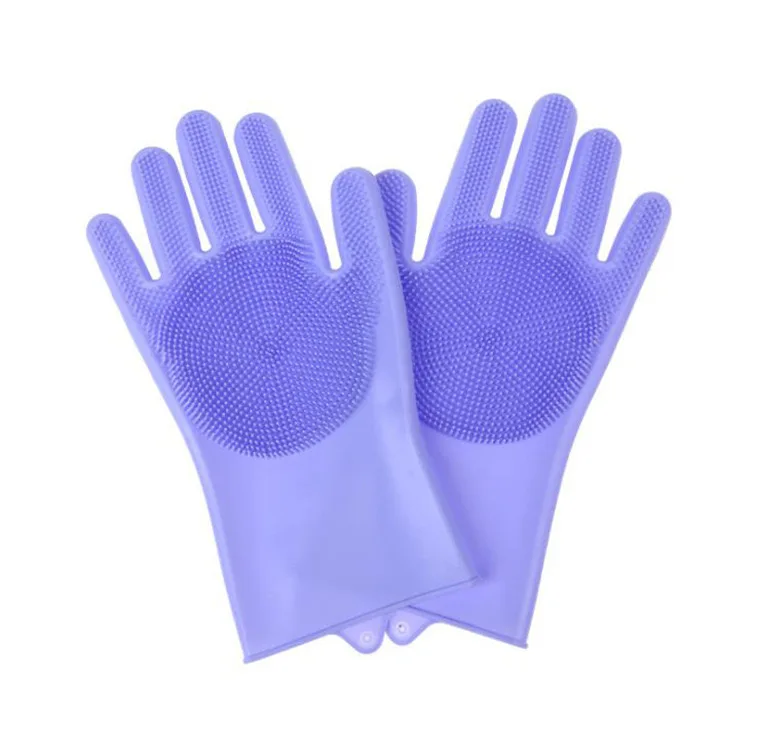 unique kitchen gadgets Dishwashing Cleaning Gloves For Kitchen silicone gloves set single side scrubber pet cleaning gloves