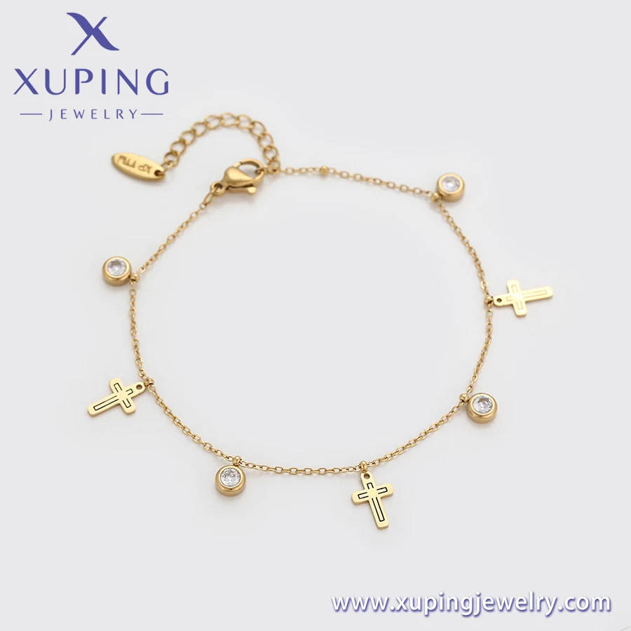 T000756767 XUPING ювелирные изделия 14K золотистого цвета Элегантные Очаровательные из нержавеющей стали Крест женские браслеты