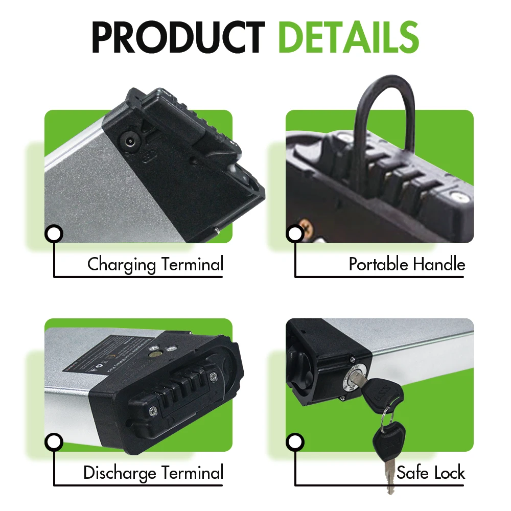 Customized Silver Fish 36v 48v 20ah Battery Electric Bike 500w 1000w For Electric Bike