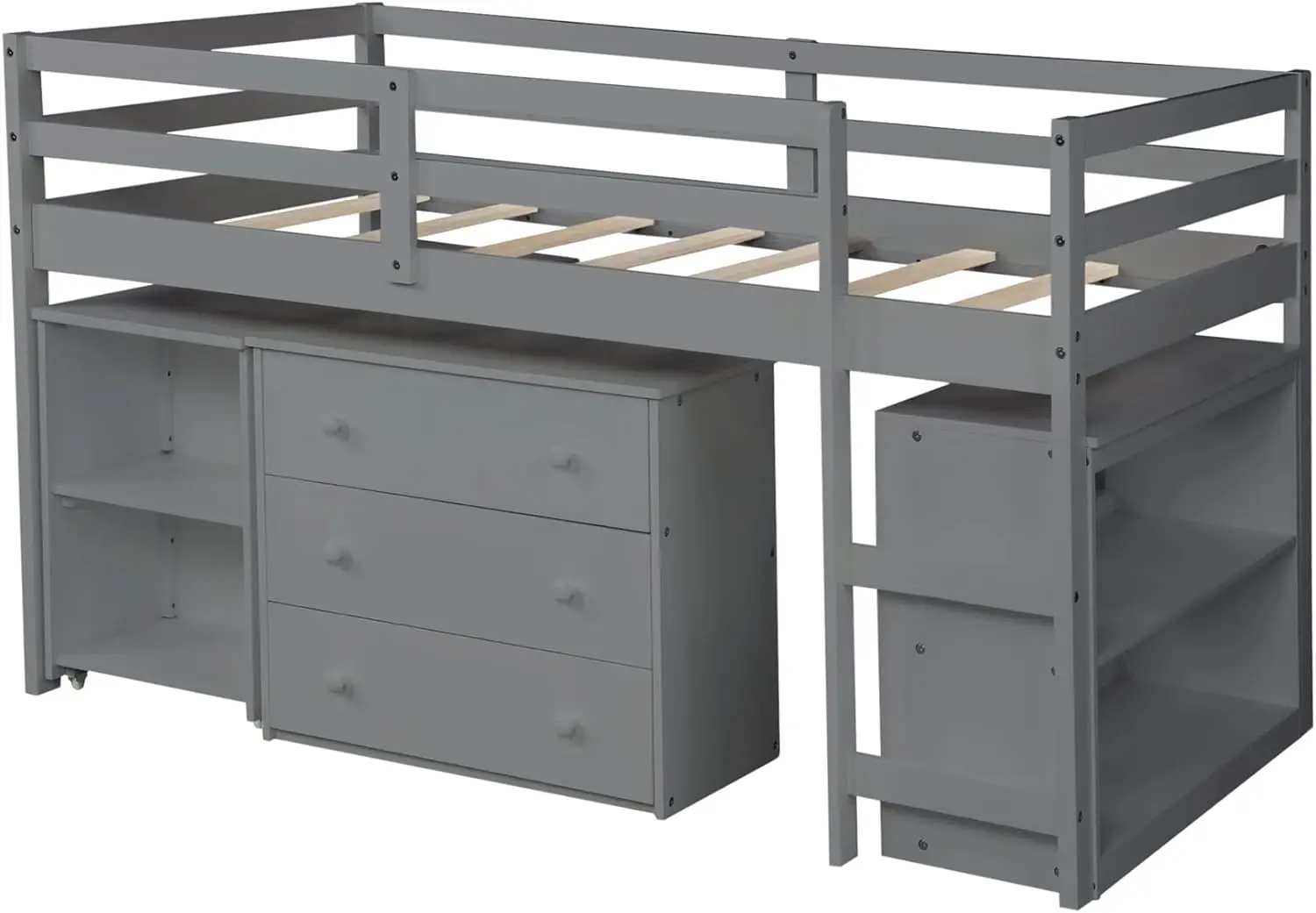 LM KIDS  bedroom sets latest wooden bed designs Portable Desk  Loft Bed Wood Loft Bed Frame with Storage Cabinet