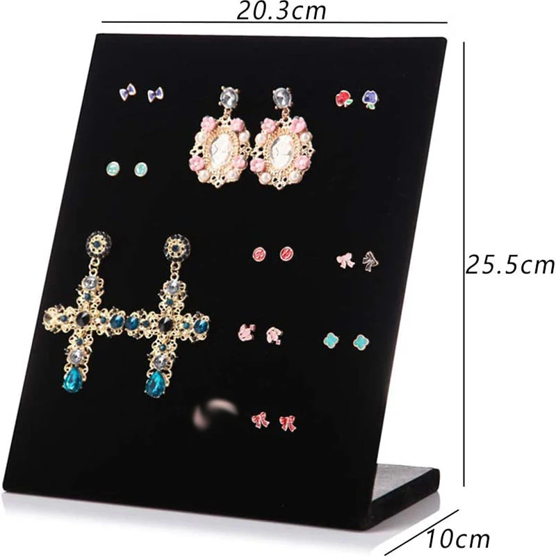 2024 New Fashionable Display Stand For Jewelry Women Earrings Display Rack L-Shaped Solid Velvet Storage Shelves Racks