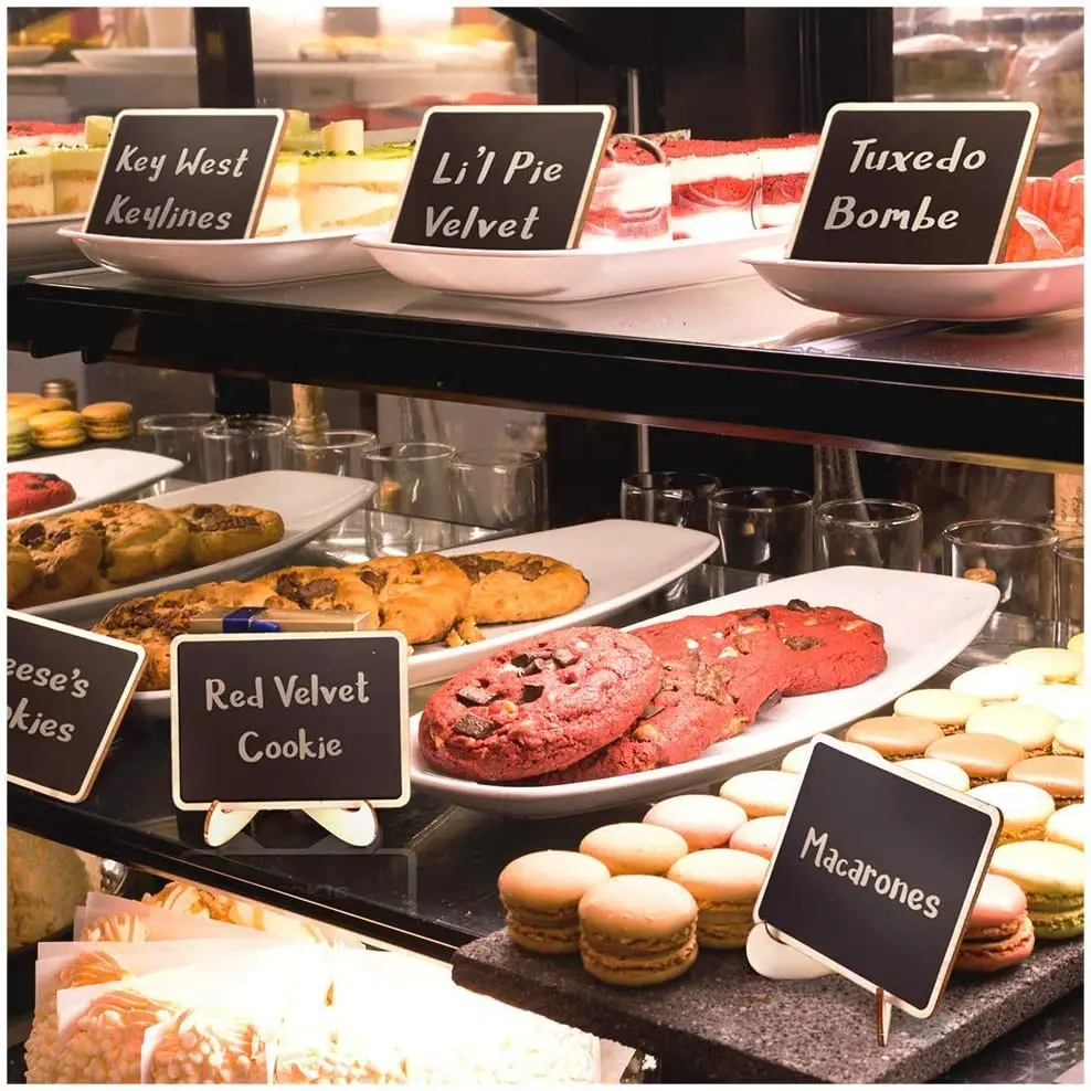 Mini Chalkboard Signs Framed Small Chalkboard Labels with Easel Stand Wooden Blackboard for Table Numbers