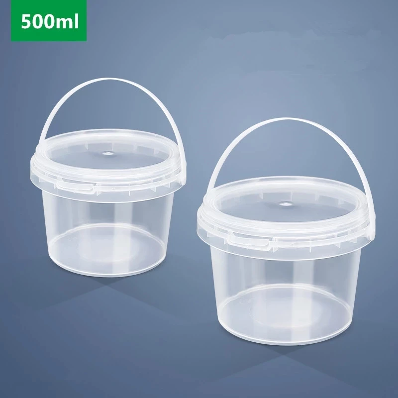 Empty 500ML Round Plastic Bucket Food Grade Packaging bottle Ice Cream Honey Storage Containers 10PCS