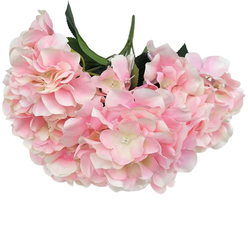 Home Wedding Decorations 6 Head Natural Touch Pink Artificial Hydrangea Handmade Fabric Flowers