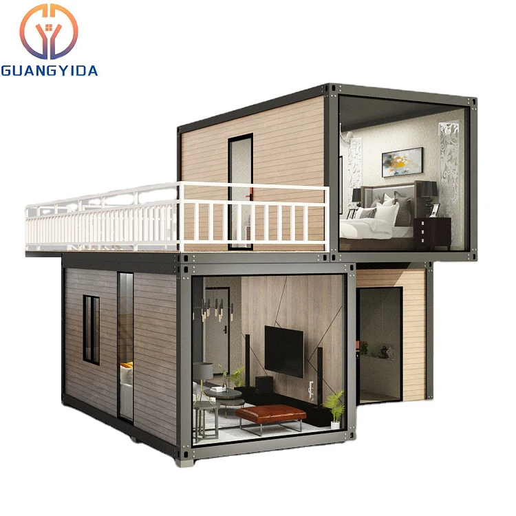 European Modular Prefabricated Mini Portable Homes Prefab Collapsible Container House 2 Storey