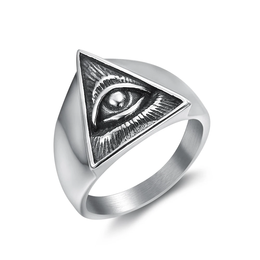 Stainless Steel Masonic Jewelry Retro Geometric Eye of Providence Triangle All Seeing