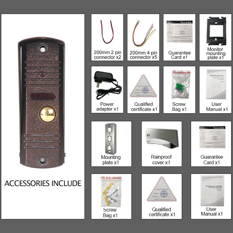 Waterproof Smart Home Security Wired Video Phone Door with IR Night Vision Camera