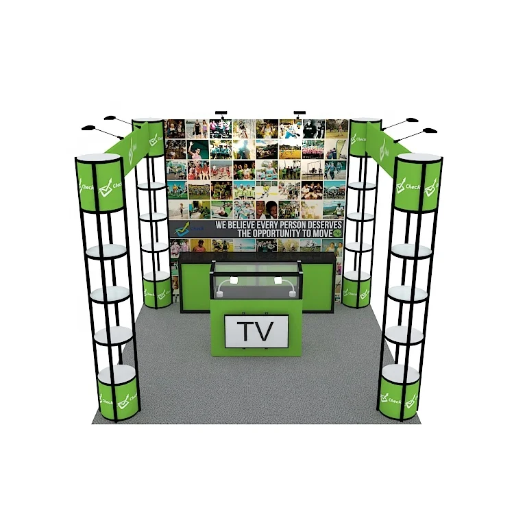 
Portable Aluminum Folding Spiral Twist LED Show Case Fabric Printing Exhibition Booth 