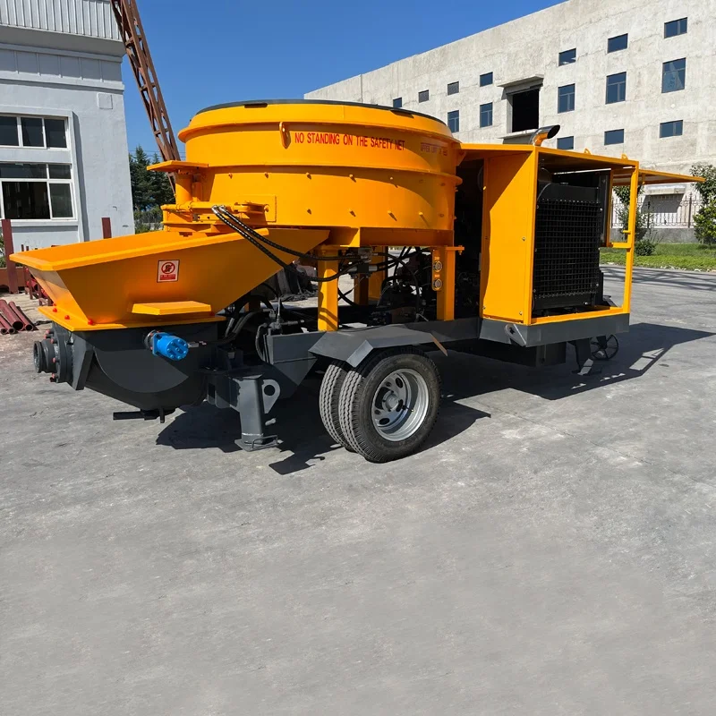 concrete pump with pan mixer high quality concrete machine with 18 months warranty