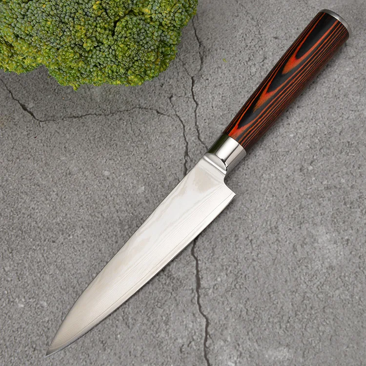 
KONOLL AliExpress Hot Sales 8cr14mov small knife Damascus Steel Kitchen Knife Utility very charp vegetable knife 1pcs MOQ 