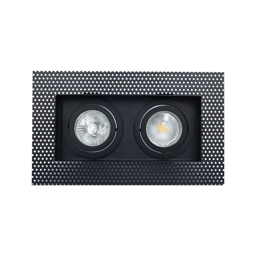Factory price led square black double head mr16 deep anti glare recessed trimless down light fixtures