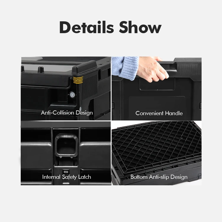 KingGear Outdoor Car/Kitchen 1.0 Mini Plastic Storage Box Multi-Functional Cargo Box Wooden Lid Camping Folding Box