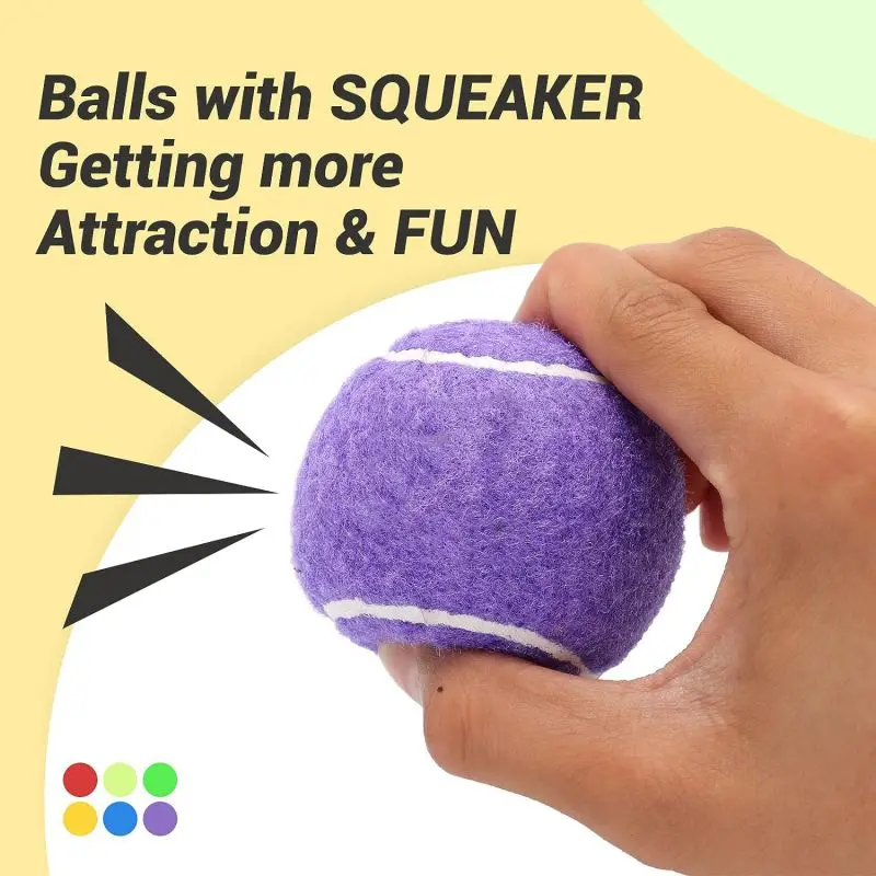 Custom Logo Printed Rubber Pet Squeaky Tennis Balls Interactive Dog Toy Ball for Pet Dog Training Playing