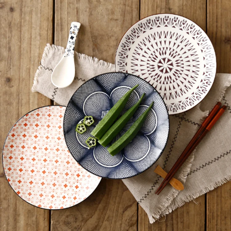 8-inch Nordic creative modern simple underglaze ceramic plate ,household Western food shallow flat plate wholesale