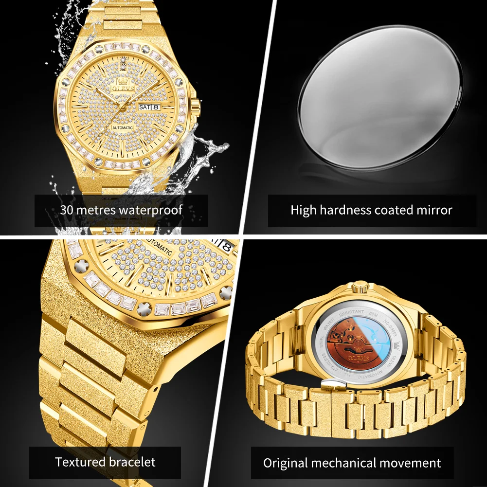 OLEVS 9803 exclusive Stainless steel band water resist Calendar bling Leisure watch new style shenzhen gents quartz watch