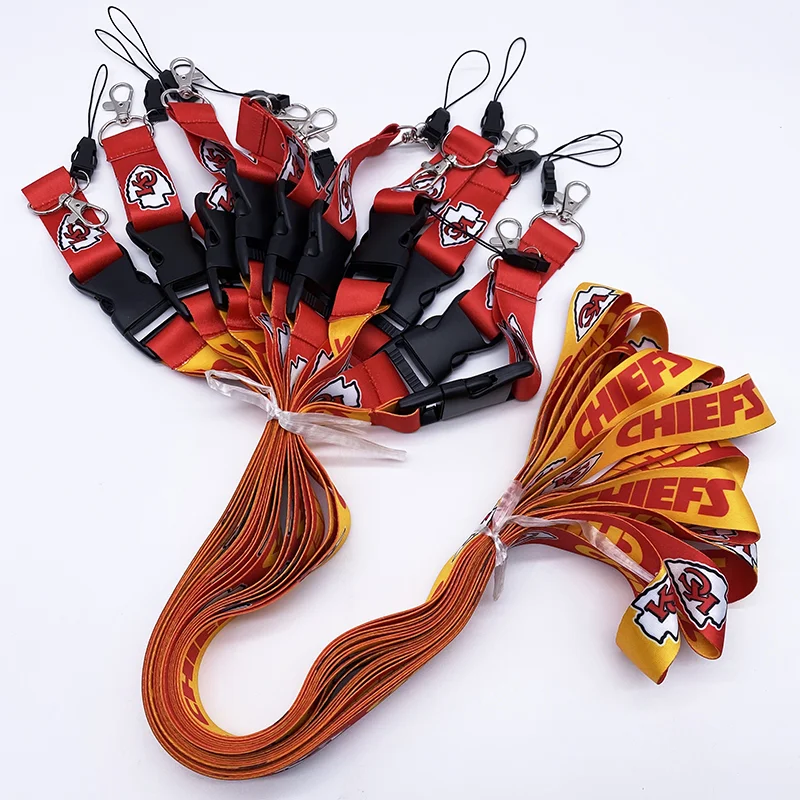 2022 Hot Sales NFLLs US Football Team Sports Fashionable Lanyard  All 32 Teams Silk Material Key Chains